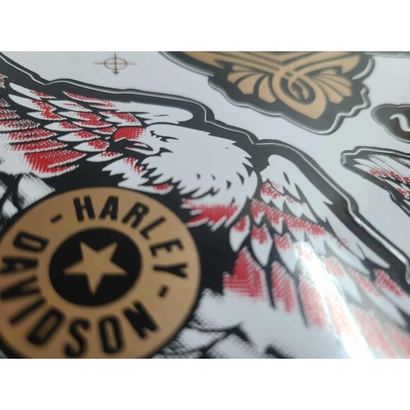 Harley Davidson Weather Resistant Vinyl Sticker Decal Gold and Red Wings 1x - Picture 1 of 4